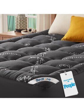 Thick Bamboo Queen Mattress Topper - Soft Pillow Top for Back Pain Relief